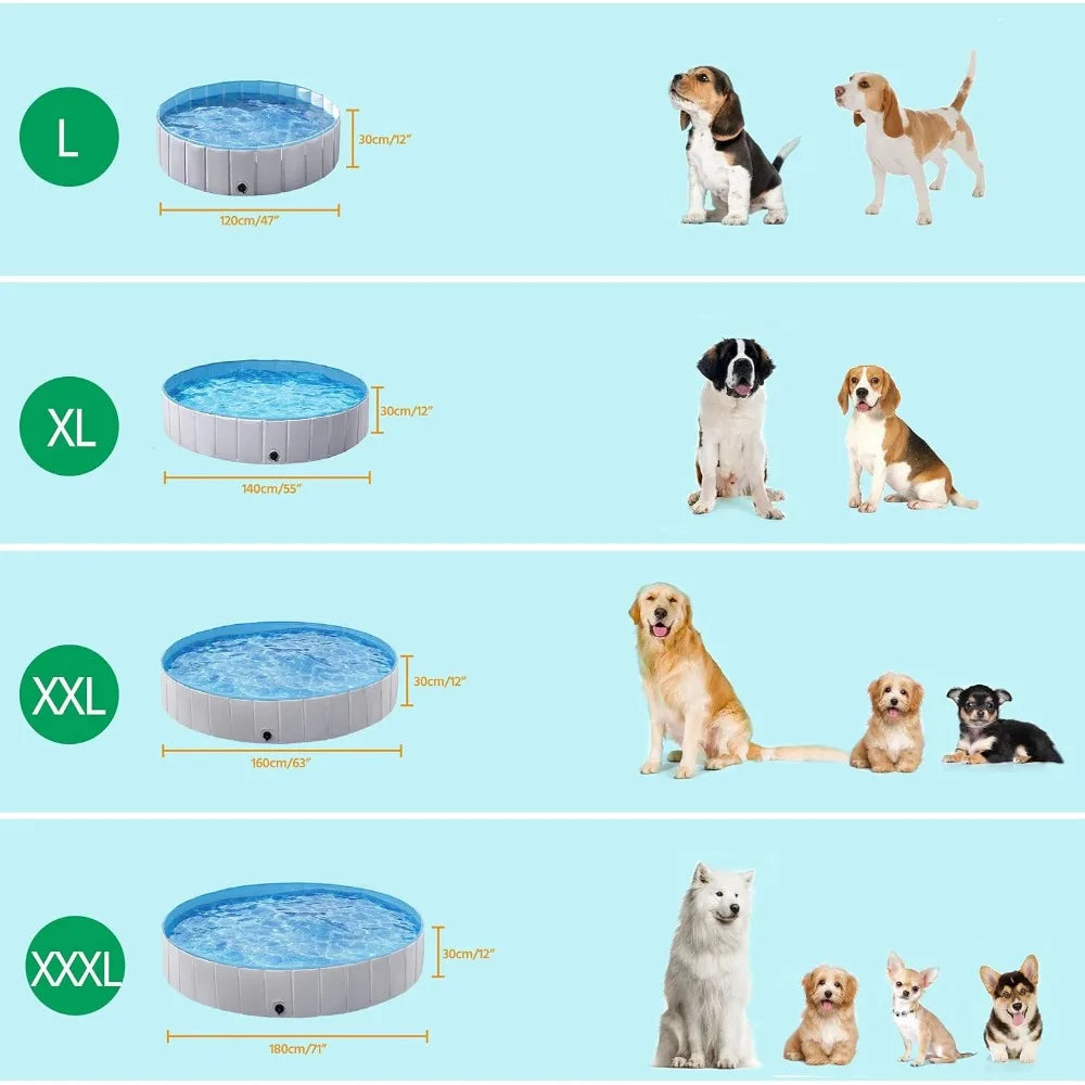 Foldable Dog Pool 71x12 Collapsible Portable Bath Tub
