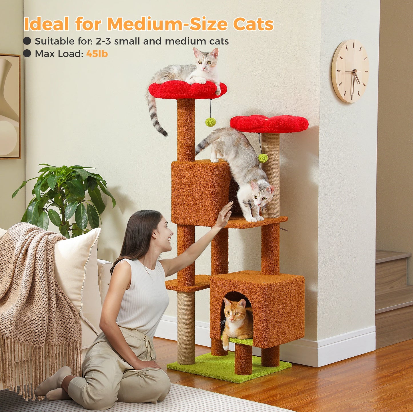 Multi Level Cat Tower For Indoor Cats With Scratching Posts