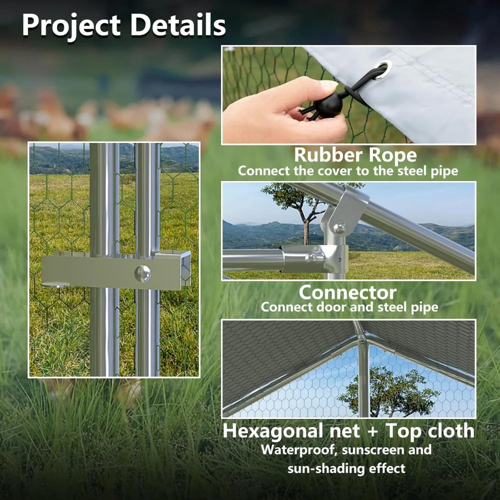 Walk In Spire Shaped Metal Chicken Coop Waterproof Cover