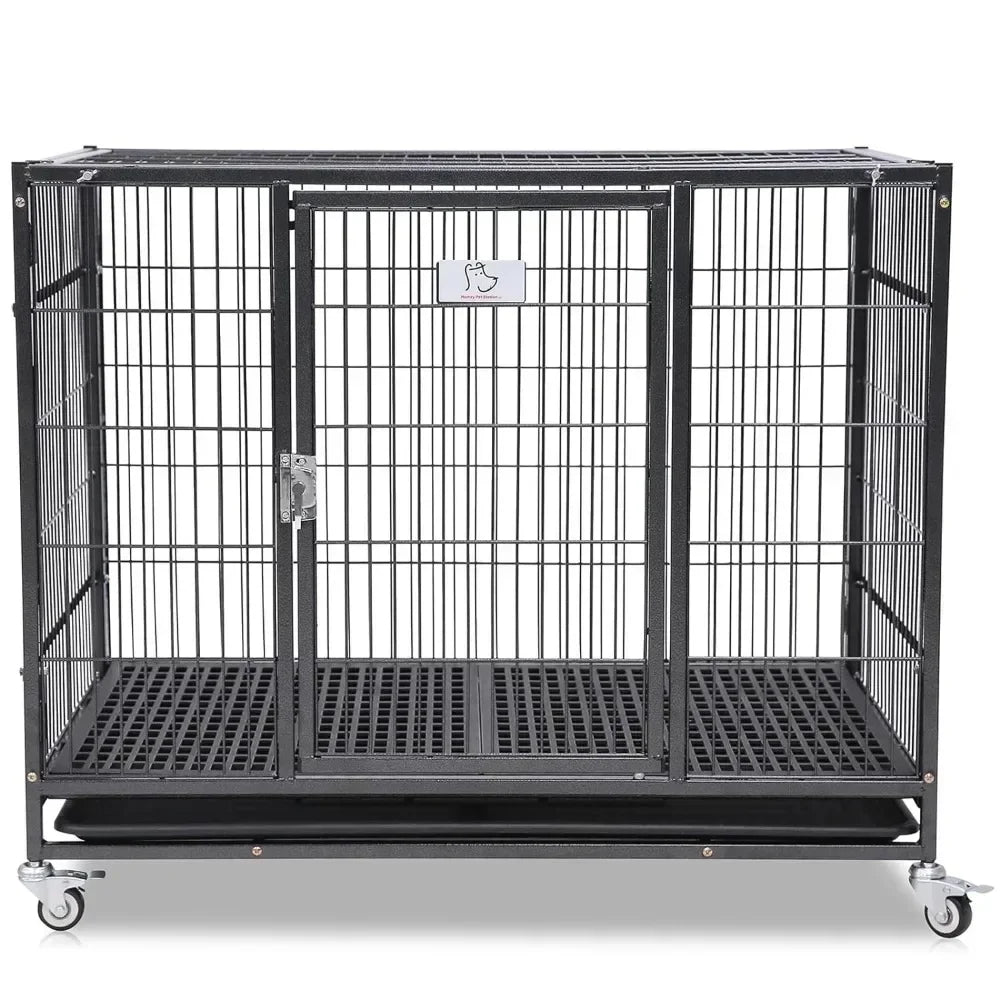 37 Inch Stackable Open Top Heavy Duty Dog Crate With Wheels