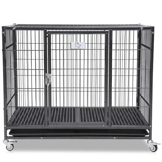 37 Inch Stackable Open Top Heavy Duty Dog Crate With Wheels