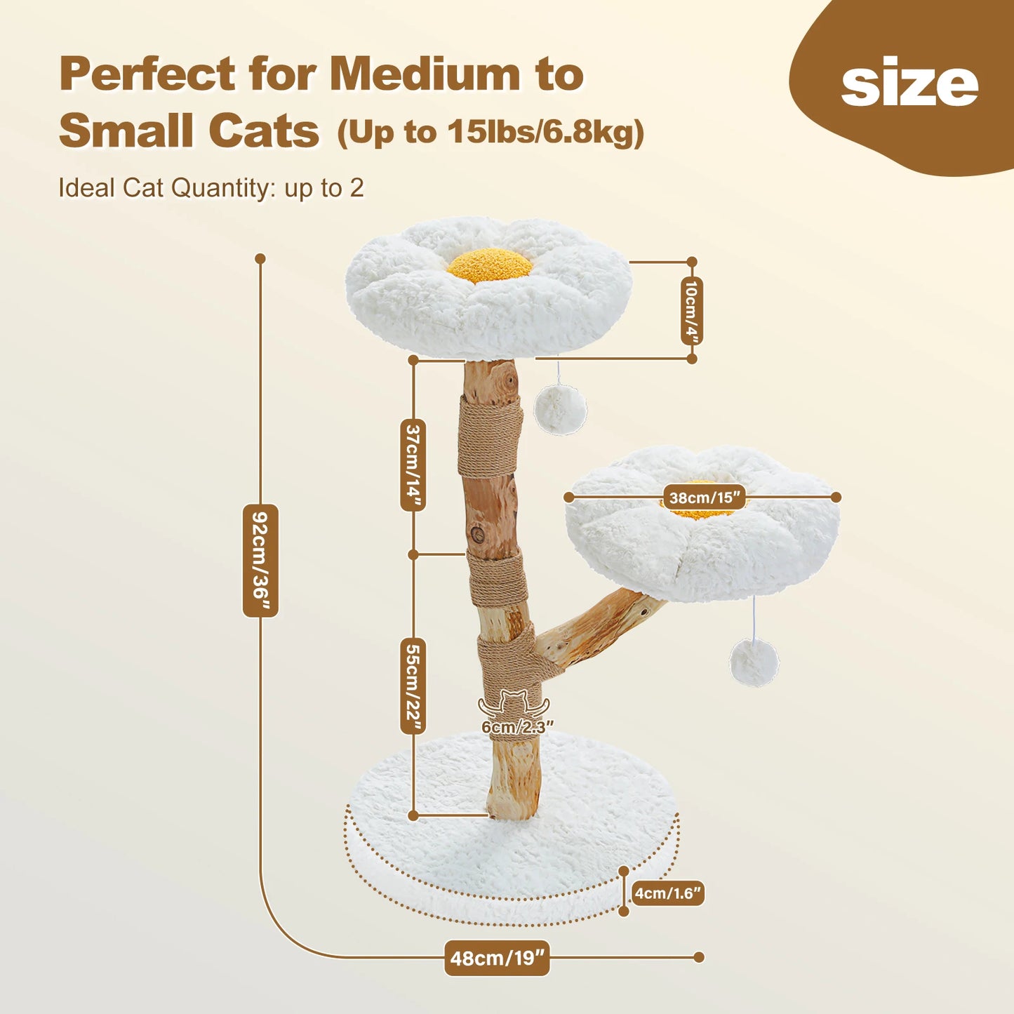 Flower Cat Tree Modern Wood Tower With Scratching Perches