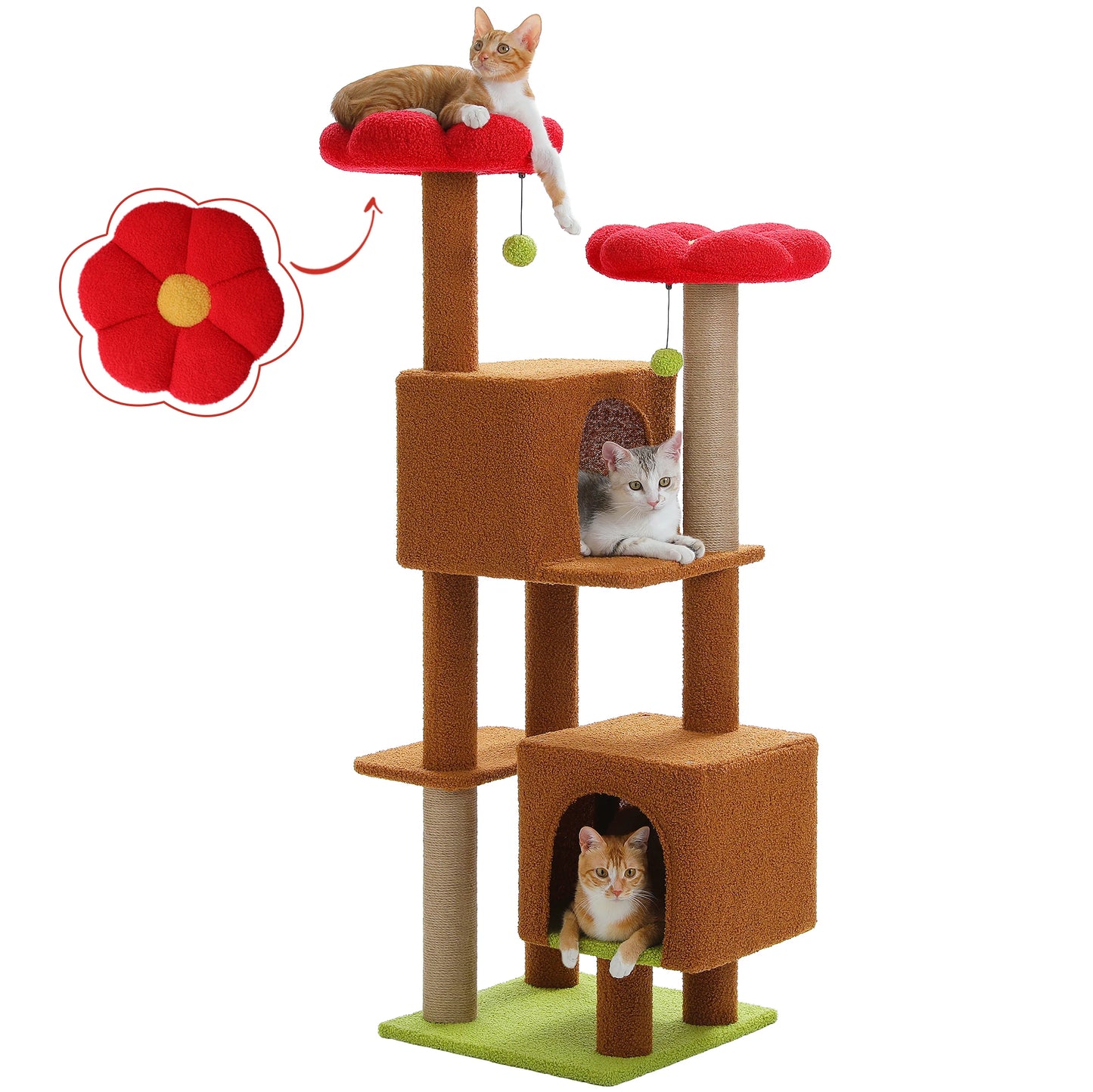 Multi Level Cat Tower For Indoor Cats With Scratching Posts