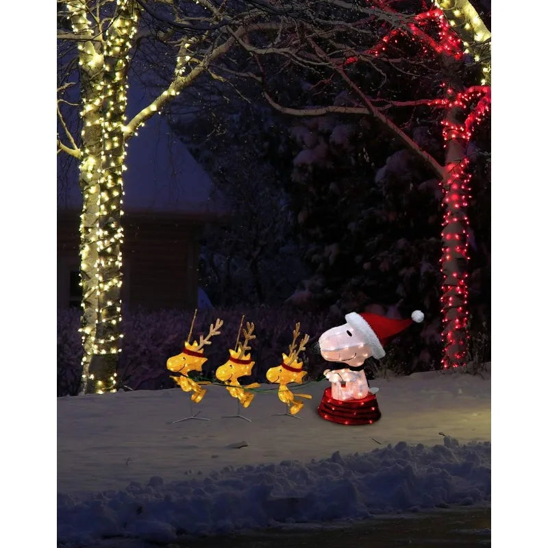 60 Inch Peanuts Snoopy 3D LED Pre Lit Sled Decor Yard