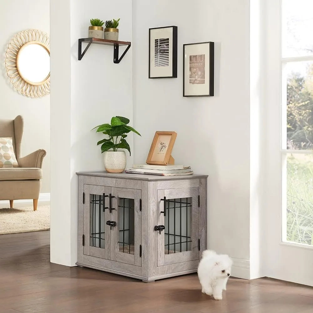 Furniture Style Dog Crate End Table With Double Doors