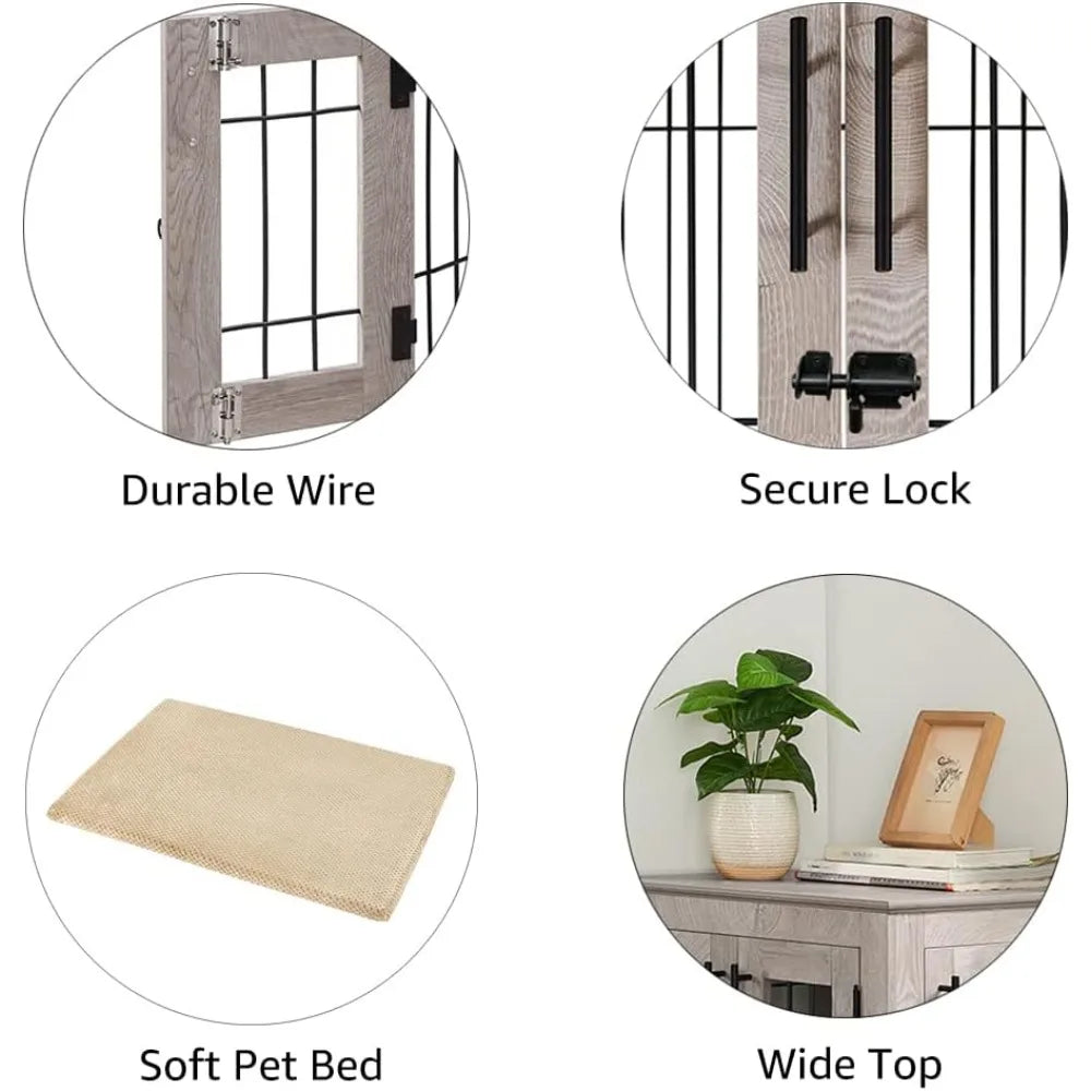 Furniture Style Dog Crate End Table With Double Doors