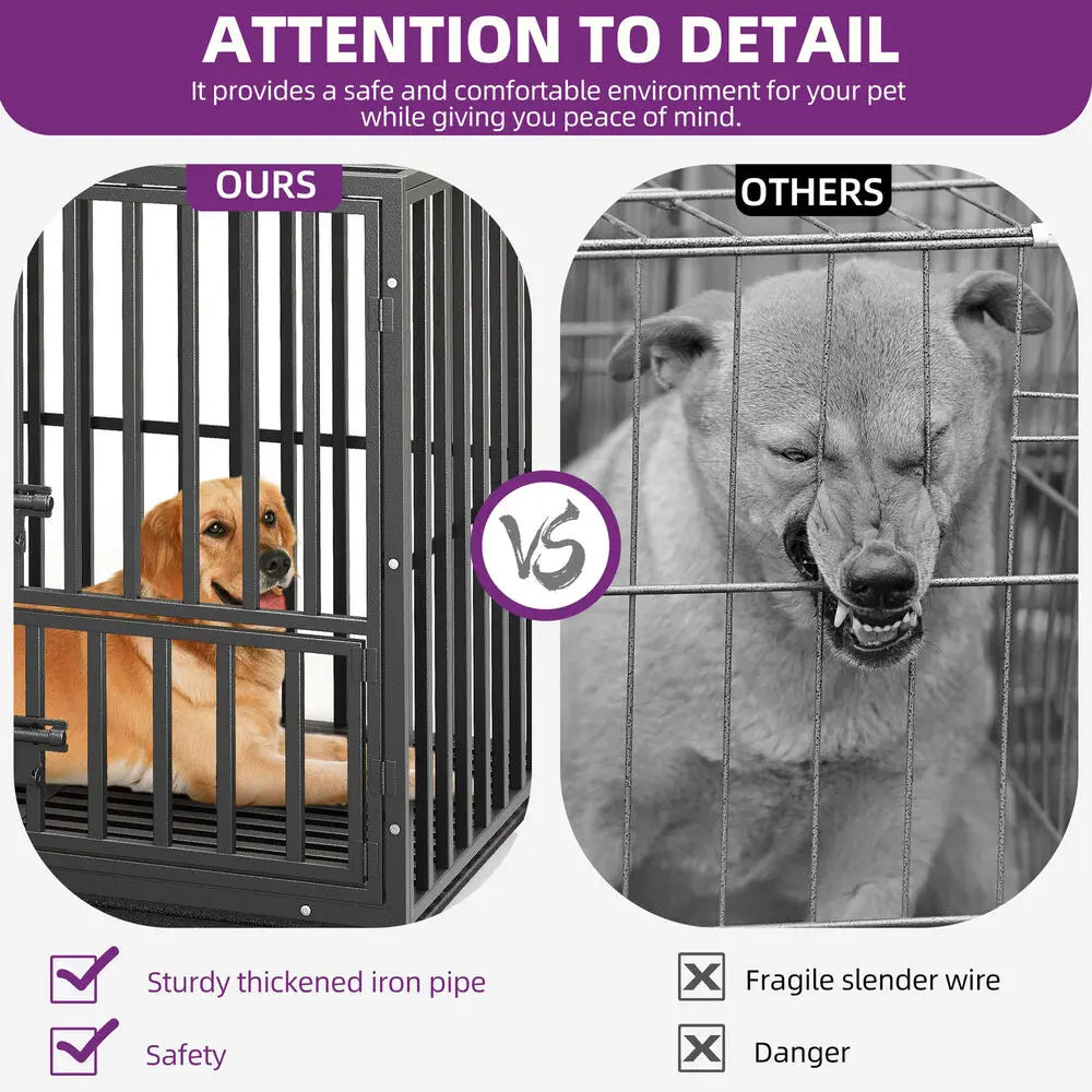 Heavy Duty Tough Dog Crate With Wheels Escape Proof
