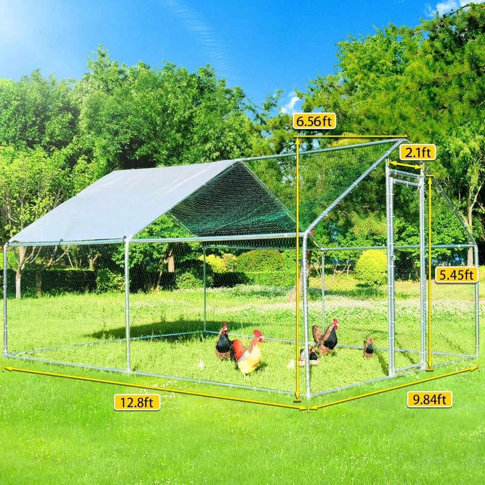Large Metal Chicken Coop With Cover Outdoor Pet Pens