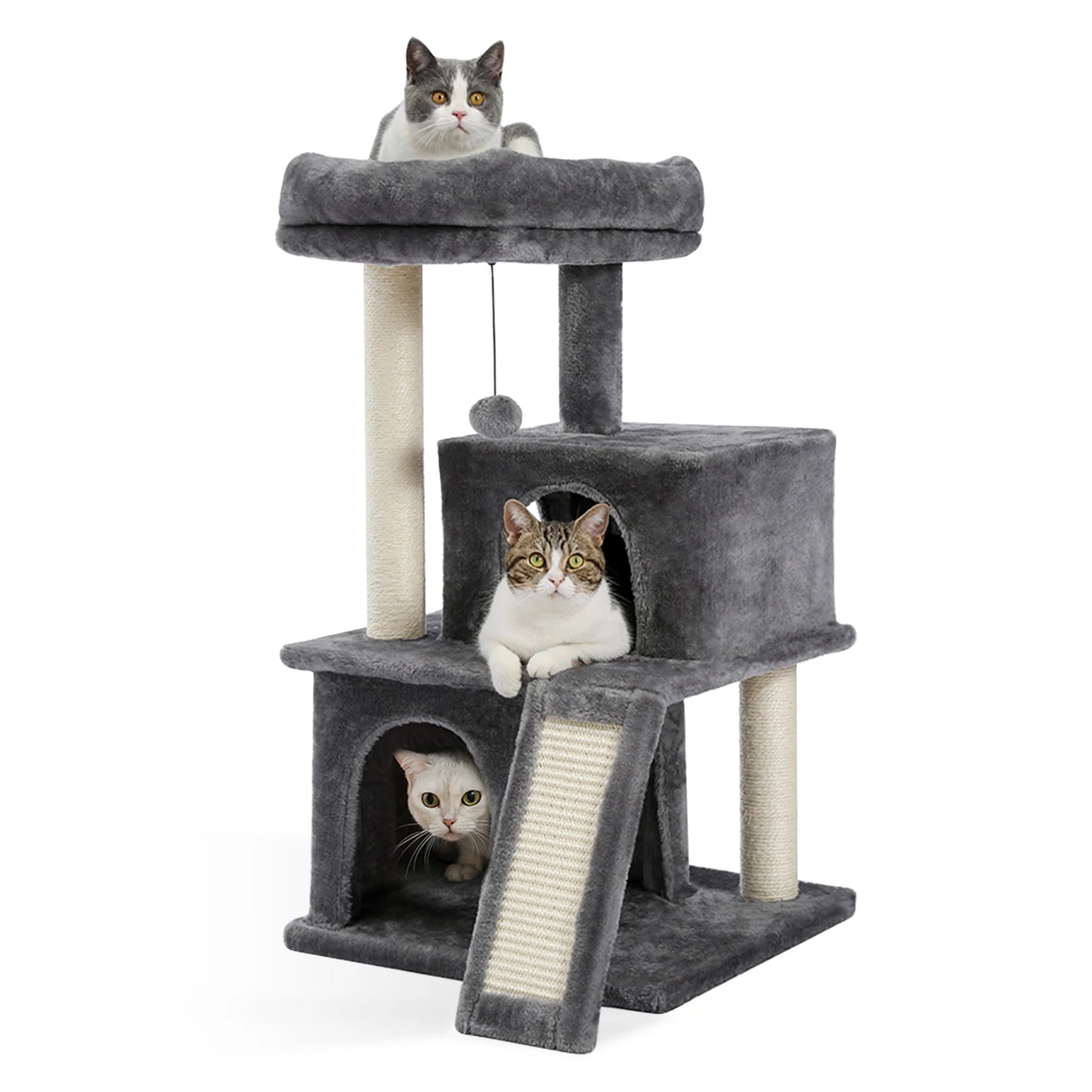 Small Cat Tree Tower Scratching Pad Two Large Indoor Condos